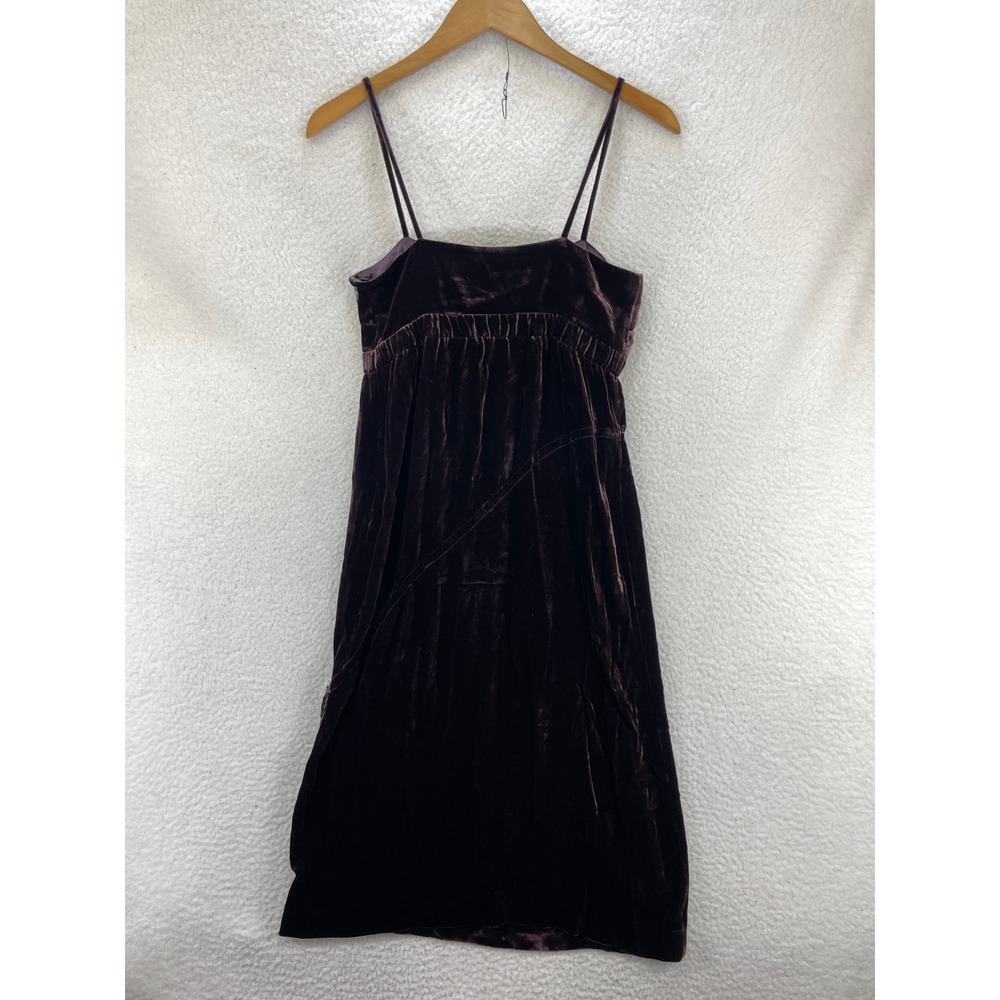 Lewit Women's 4 Velvet Slip Dress Purple Plum Silk Blend Square Neck Mini - Picture 8 of 10